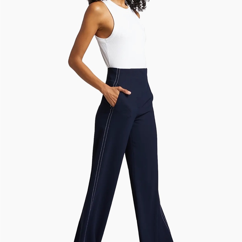 Veronica Beard Navy Wide-Leg Trousers